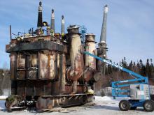 Smooth Rock Falls Heavy Equipment Operating for removal of Transformer