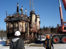 Smooth Rock Falls Heavy Equipment Operating for removal of Transformer