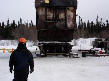 Smooth Rock Falls Heavy Equipment Operating for removal of Transformer