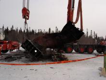Smooth Rock Falls Heavy Equipment Operating for removal of Transformer